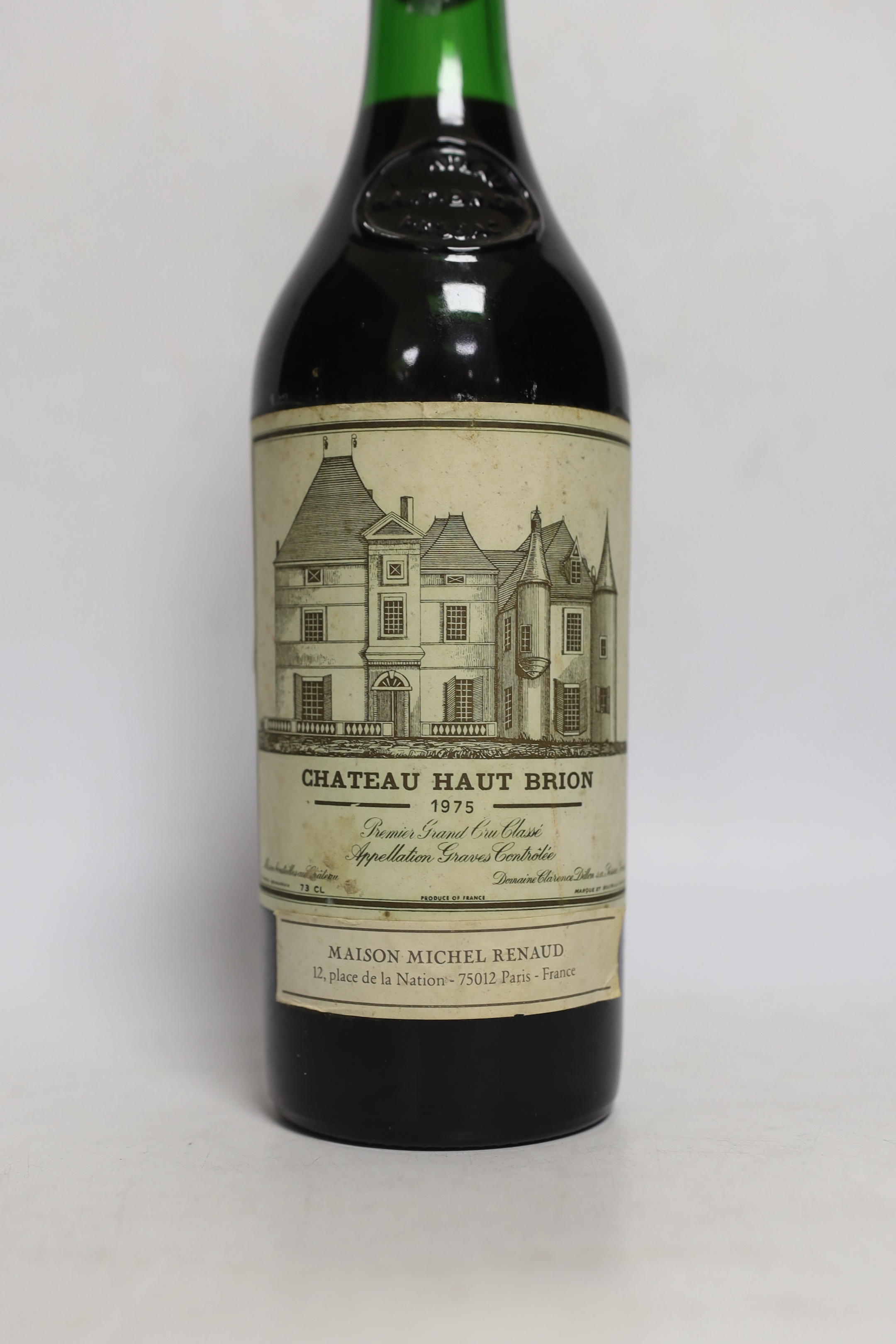 A bottle of Chateau Haut Brion 1975 wine